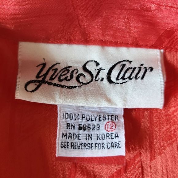 Yves St. Clair Red‎ Jacquard Geometric Button Up Blouse Vintage Size 12 - Picture 10 of 11